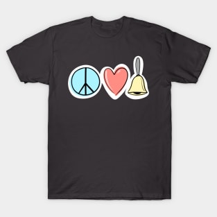 Peace Love Handbells (simple symbols variant) T-Shirt